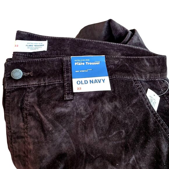 Old Navy Black Velvet Flare Pants Extra High-Rise Trouser Pants Size 22 JJ3850 - Picture 6 of 11